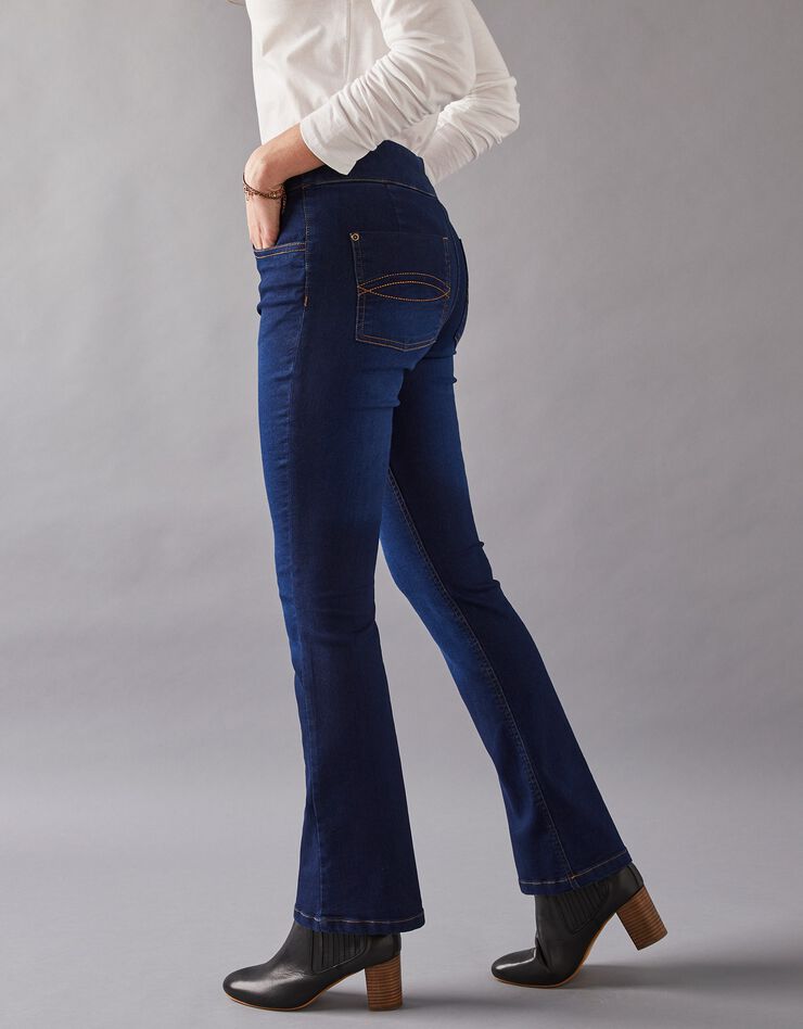 Jean bootcut ultra confort, maille effet denim, petite stature (dark blue)