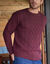 Pull col rond maille irlandaise (bordeaux chin&eacute;)
