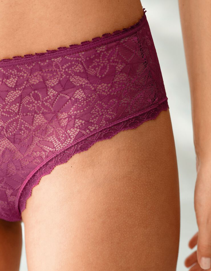 Culotte dentelle forme tanga taille haute - lot de 2 (prune) Culotte dentelle forme tanga taille haute - lot de 2 (prune)