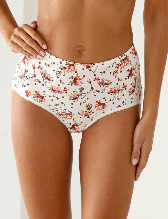 Culotte coton forme maxi unie et imprim&eacute;e fleur - lot de 7  (bordeaux / marine)