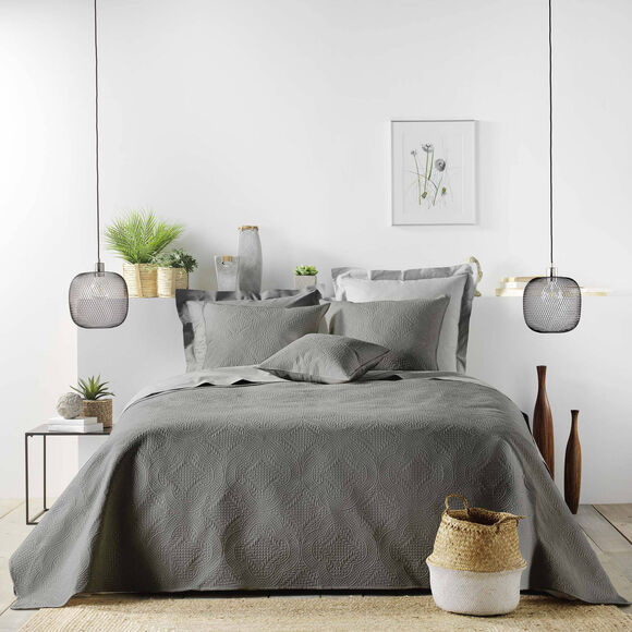Couvre-lit matelassé uni (anthracite)