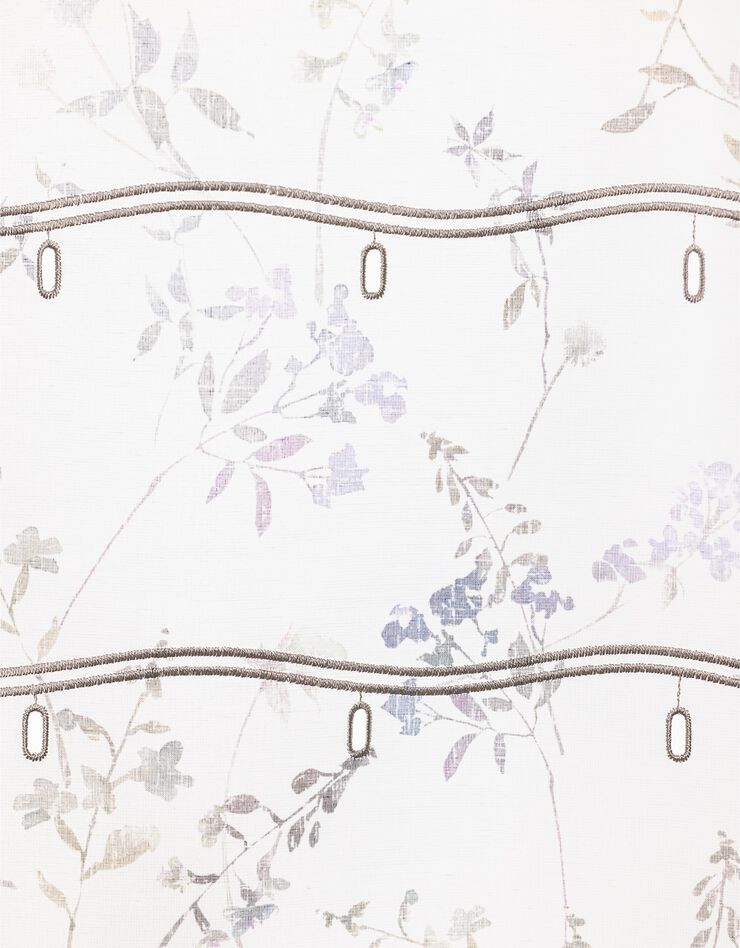 Rideau modulable en hauteur imprimé branchages (gris / bleu)