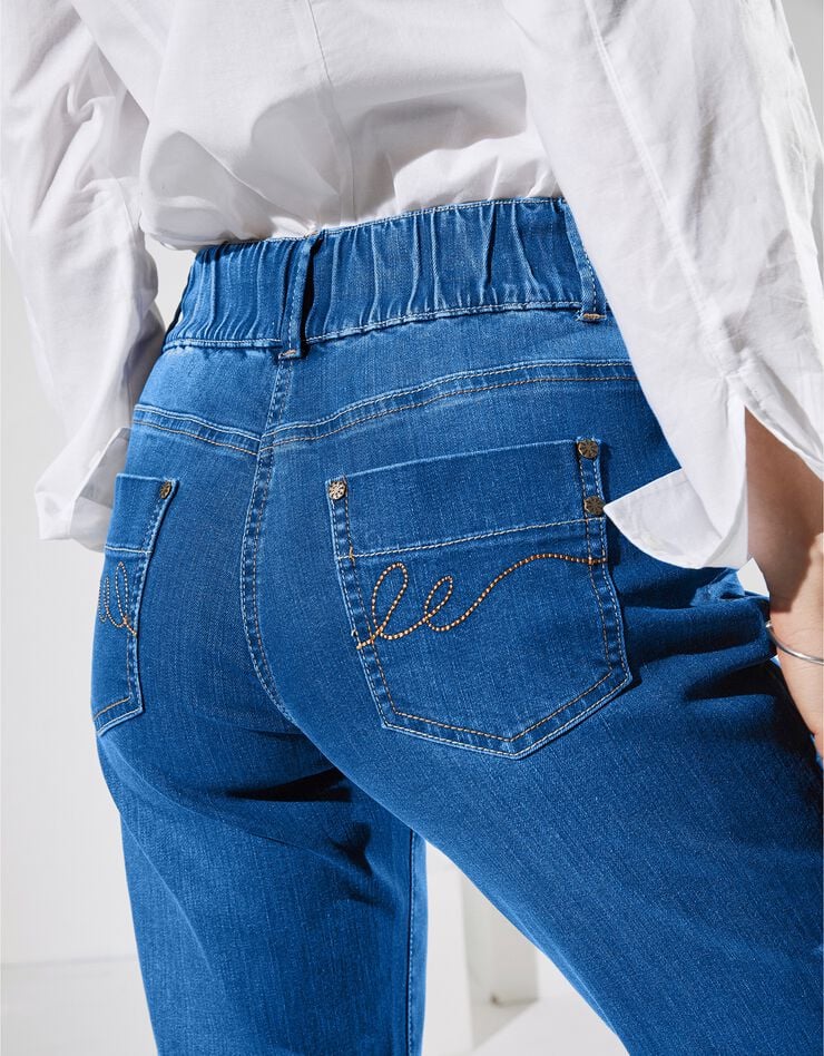Jean coupe mom taille élastiquée stretch (stone)
