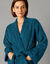 Peignoir mixte adulte col kimono éponge bouclette  (bleu paon)