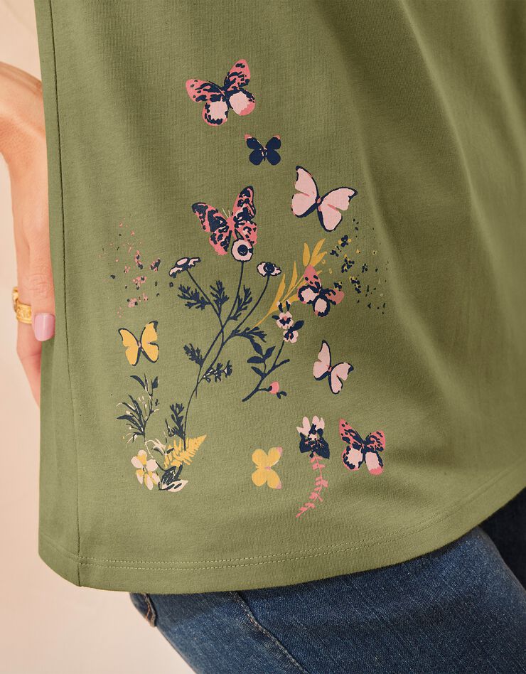 Tee-shirt manches courtes papillon (kaki) Tee-shirt manches courtes papillon (kaki)