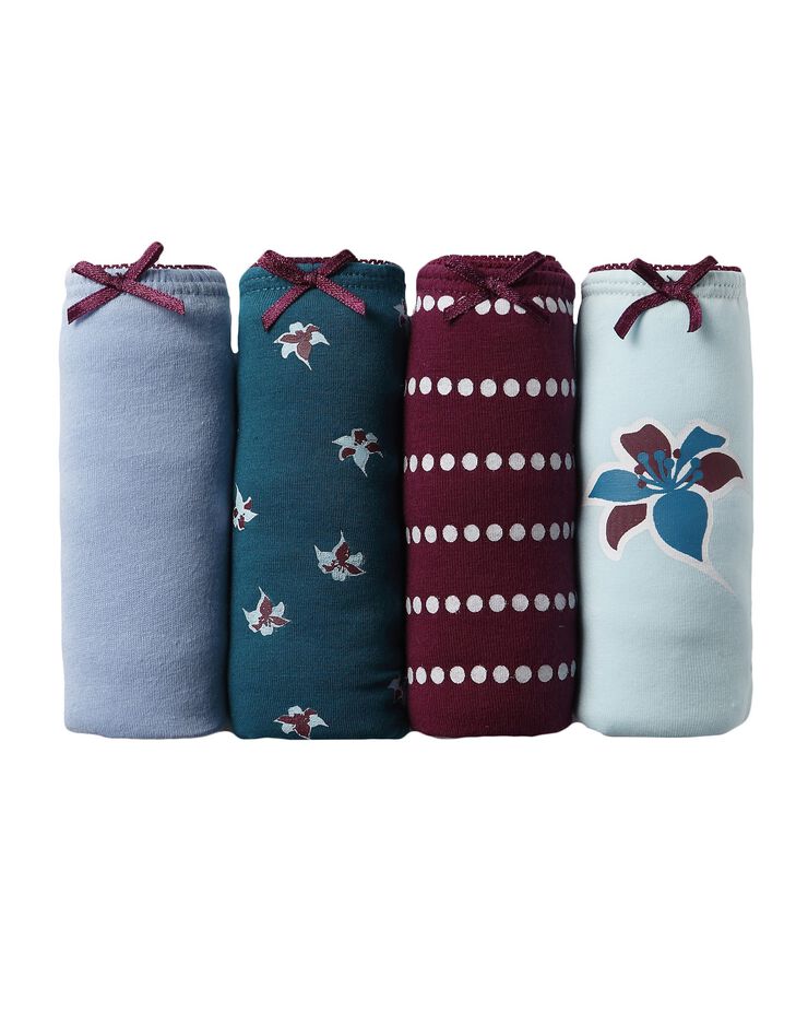 Shorty coton imprimé "fleur de Lys" - lot de 4 (émeraude / bordeaux) Shorty coton imprimé "fleur de Lys" - lot de 4 (émeraude / bordeaux)