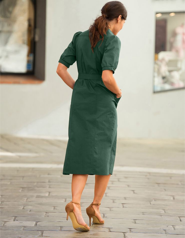 Robe chemisier boutonnée ceinturée (vert) Robe chemisier boutonnée ceinturée (vert)
