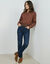 Chemise ample imprim&eacute; minimaliste (marron / &eacute;cru)