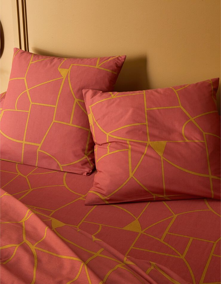 Linge de lit Geoffroy en coton à motifs graphiques (terracotta)