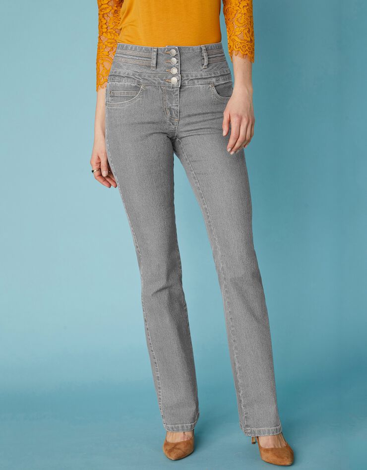 Jean coupe bootcut taille haute stretch - entrej. 78 cm (gris) Jean coupe bootcut taille haute stretch - entrej. 78 cm (gris)