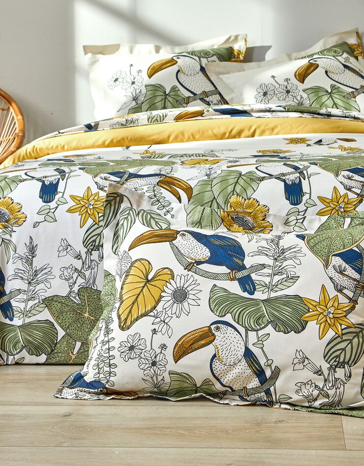 Linge de lit Toco en coton imprimé (kaki)