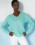 Pull col V, maille anglaise toucher doux (vert d'eau)