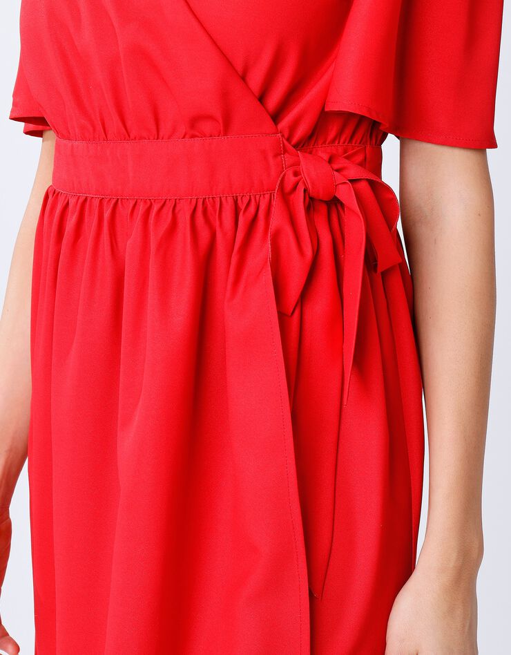 Robe cache-coeur unie portefeuille (rouge)