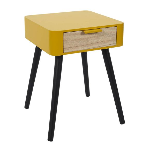 Table de chevet bicolore, 1 tiroir (jaune)