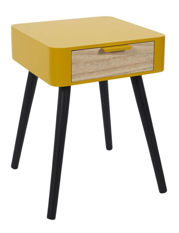 Table de chevet bicolore, 1 tiroir (jaune)