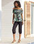 T-shirt épaules dénudées, imprimé (noir / kaki)