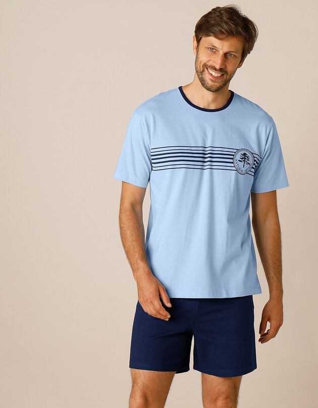 Pyjashort jersey coton manches courtes (bleu / marine)