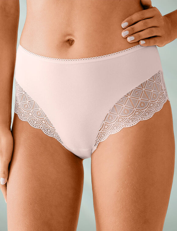 Culotte forme maxi coton uni stretch et dentelle  - lot de 3 (noir + nude + blanc)