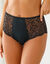 Culotte microfibre et dentelle stretch forme maxi taille haute - lot de 2 (noir + nude)