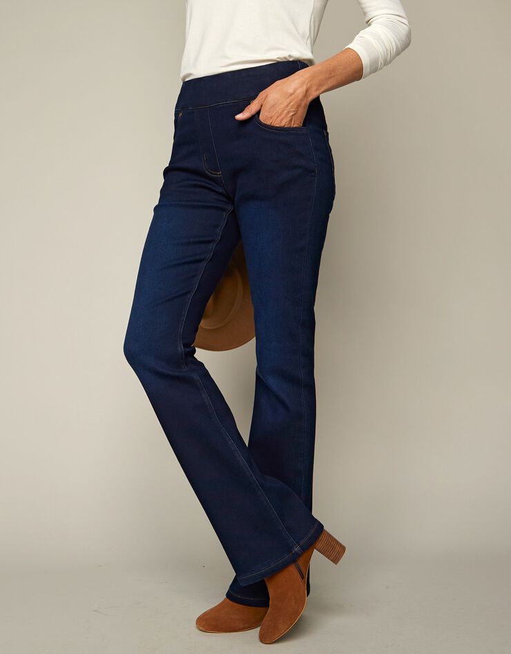 Jean bootcut ultra stretch, maille effet jean, grande stature (dark blue)