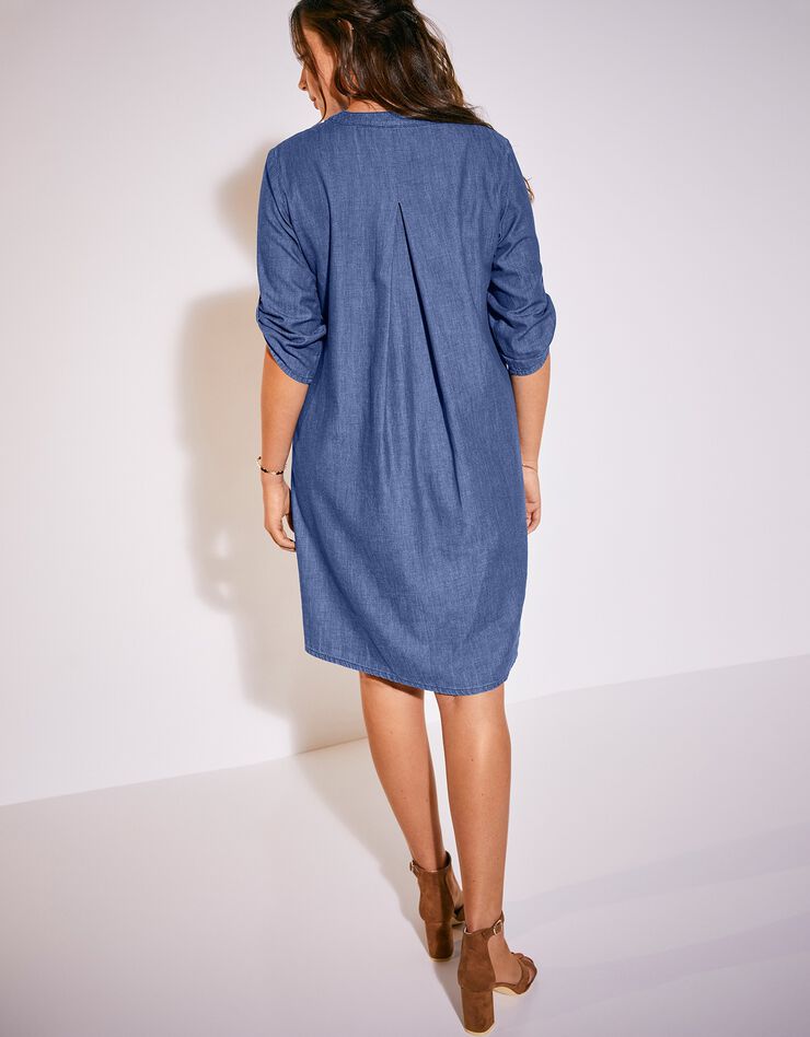 Robe évasée denim léger manches 3/4 (stone) Robe évasée denim léger manches 3/4 (stone)
