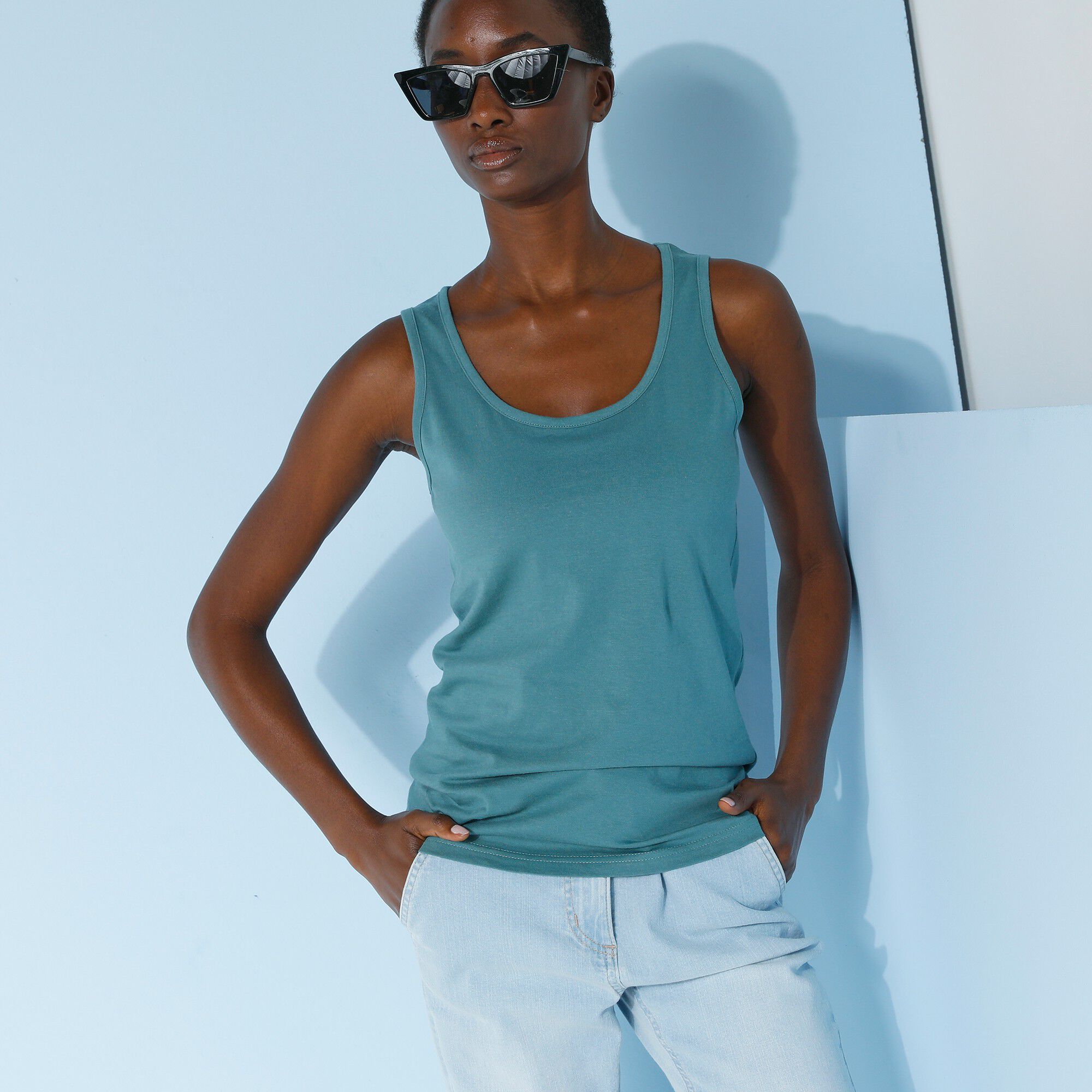Débardeur Femme Bretelles Larges - 95% Viscose, 5% élasthanne - Basique Et Confortable - 1