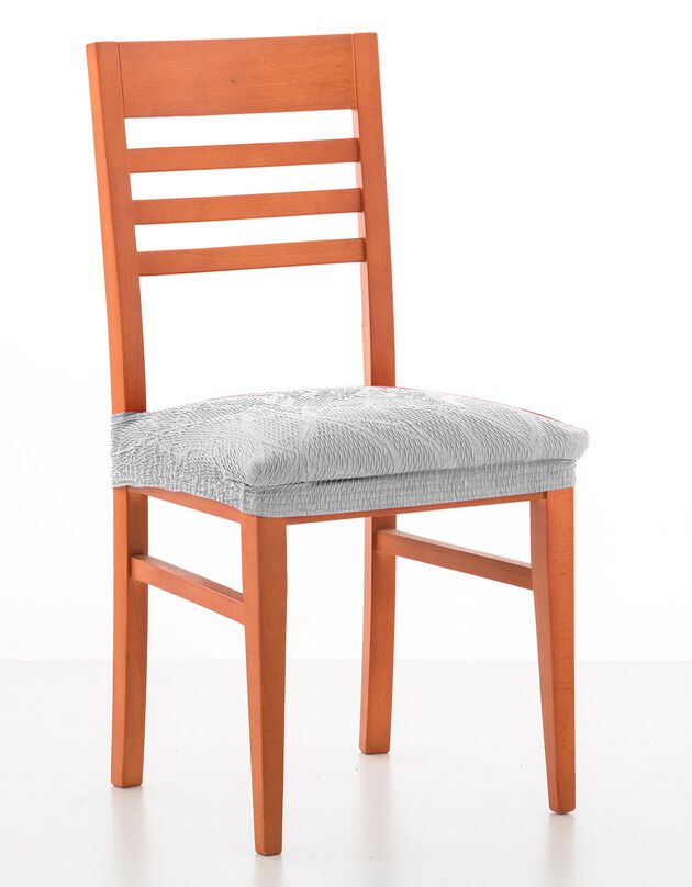 Housse extensible motif jacquard "serpentins" spéciale assise de chaise - lot de 2 (gris clair)