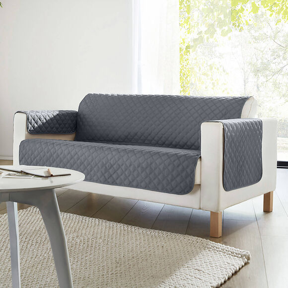 Protège-salon antiglisse microfibre matelassé (gris)