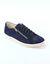Basket basse zipp&eacute;e en cuir souple effet iris&eacute; (marine)