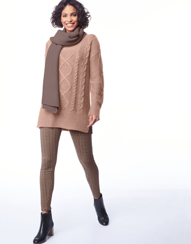 Legging imprimé bande côté en maille brillante (taupe / noir) Legging imprimé bande côté en maille brillante (taupe / noir)