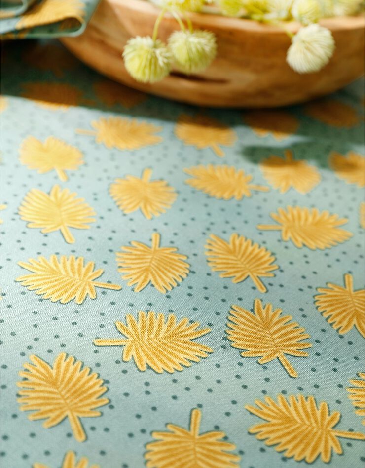 Nappe coton imprimé palmettes (kaki / jaune)