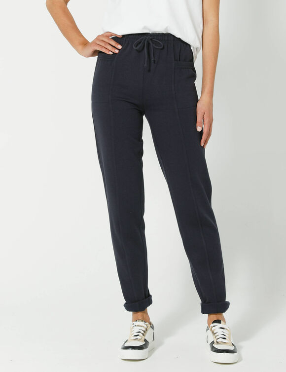 Pantalon jogging, molleton gratt&eacute; (marine)