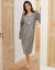 Chemise de nuit polaire imprimé coeur manches longues (gris / rose)