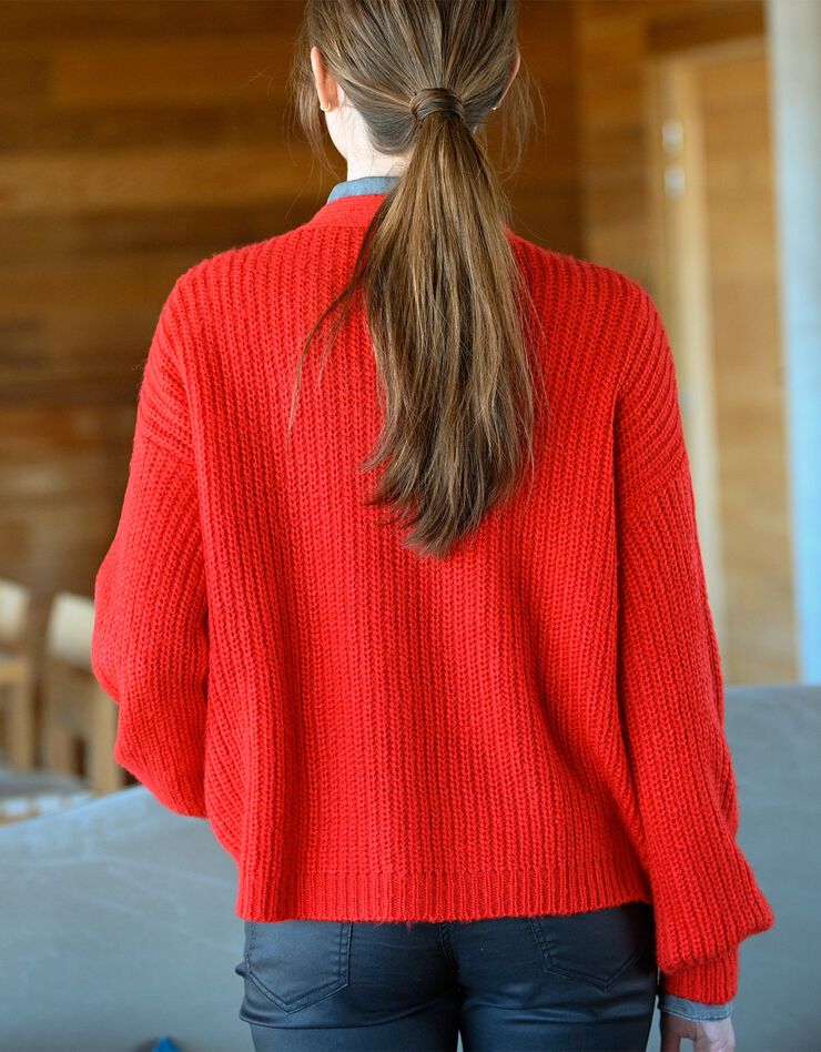 Gilet boutonné volume loose maille toucher mohair (rouge) Gilet boutonné volume loose maille toucher mohair (rouge)