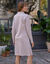Chemise de nuit boutonnée imprimé petits carreaux (parme)