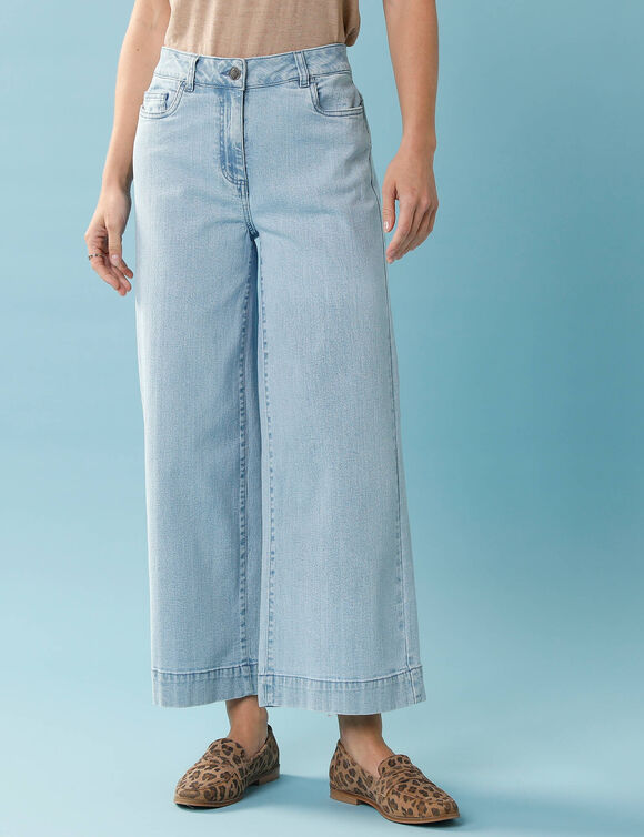 Jean taille haute Sp&eacute;cial Petites entrej. 60 cm, coupe large 7/8&egrave;me (bleached)