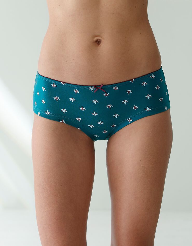 Shorty coton imprimé "fleur de Lys" - lot de 4 (émeraude / bordeaux) Shorty coton imprimé "fleur de Lys" - lot de 4 (émeraude / bordeaux)