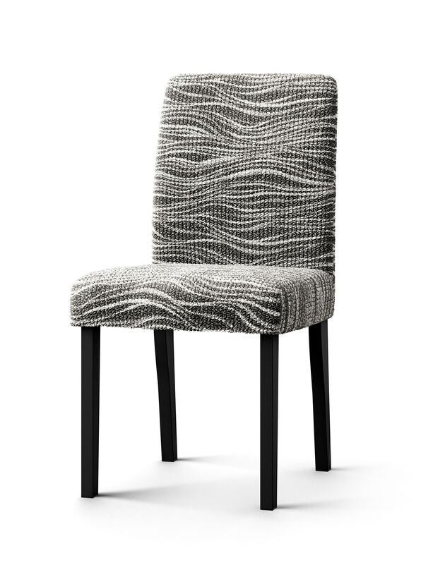 Housse microfibre bi-extensible imprimé vagues spéciale chaise (gris)