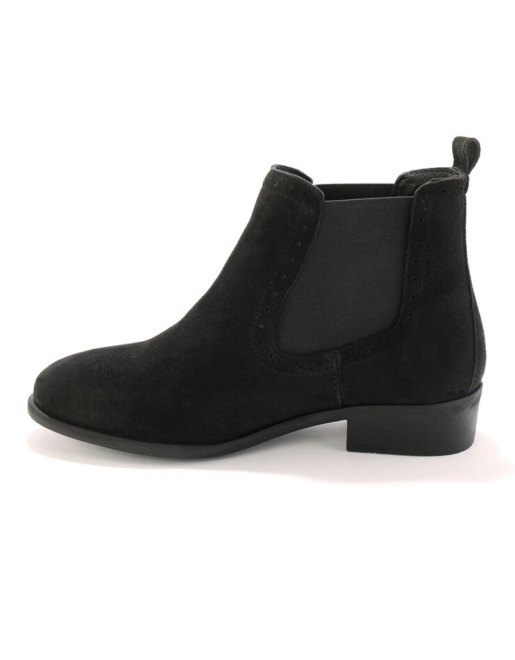 Boots élastiquées perforées Chelsea en croûte de cuir (noir) Boots élastiquées perforées Chelsea en croûte de cuir (noir)