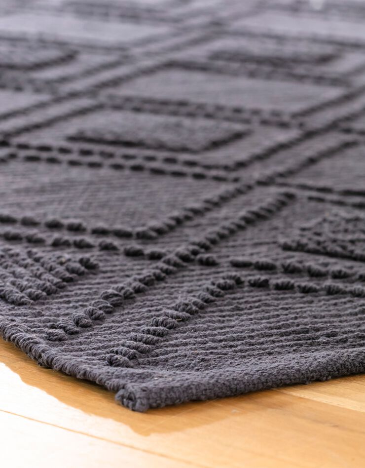Tapis bouclette en coton imprimé (bleu fumé)