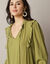 Blouse unie détails volantés, crépon (vert)