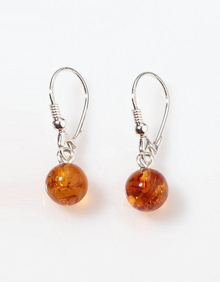 Boucles d'oreilles "dormeuses" argent ambre (coloris unique) Boucles d'oreilles "dormeuses" argent ambre (coloris unique)