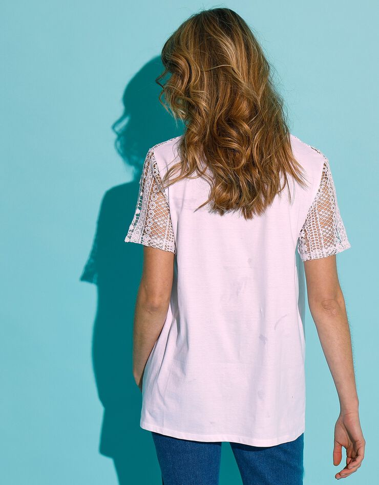 Tee-shirt macramé manches courtes (blanc) Tee-shirt macramé manches courtes (blanc)