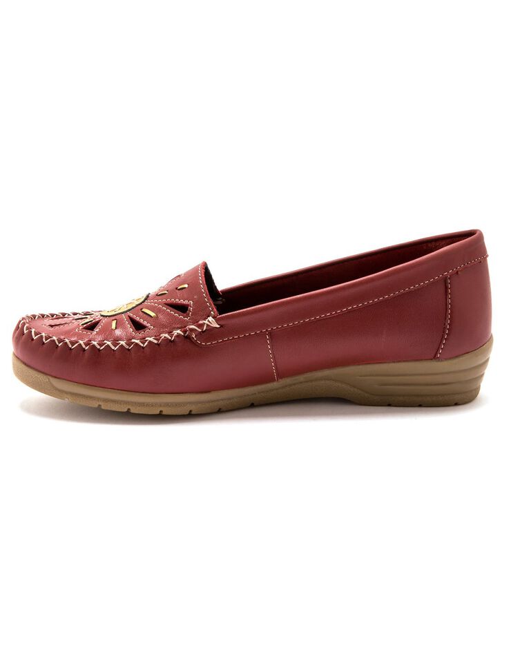 Mocassins "sans gêne" cuir grande largeur - rouge (rouge) Mocassins "sans gêne" cuir grande largeur - rouge (rouge)