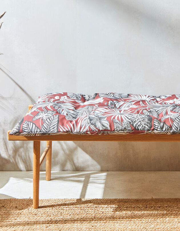 Long coussin déco coton imprimé tropical (terracotta)