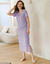 Chemise de nuit longue manches courtes unie (parme)