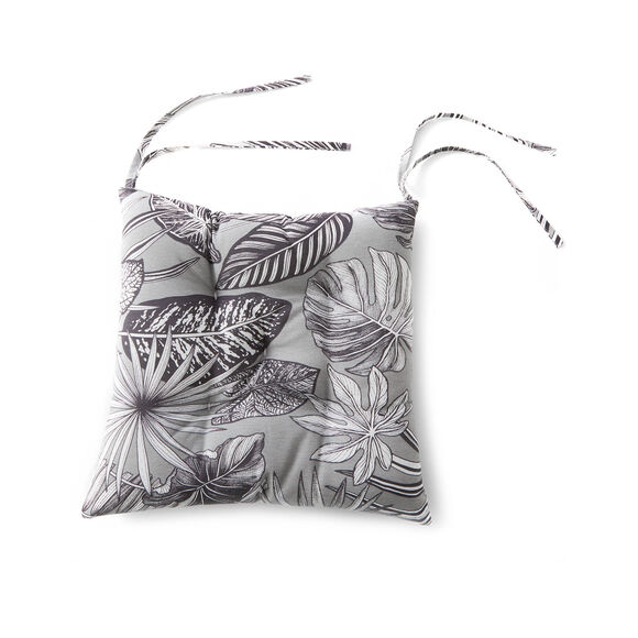 Galette de chaise imprim&eacute; tropical - lot de 2 (gris)