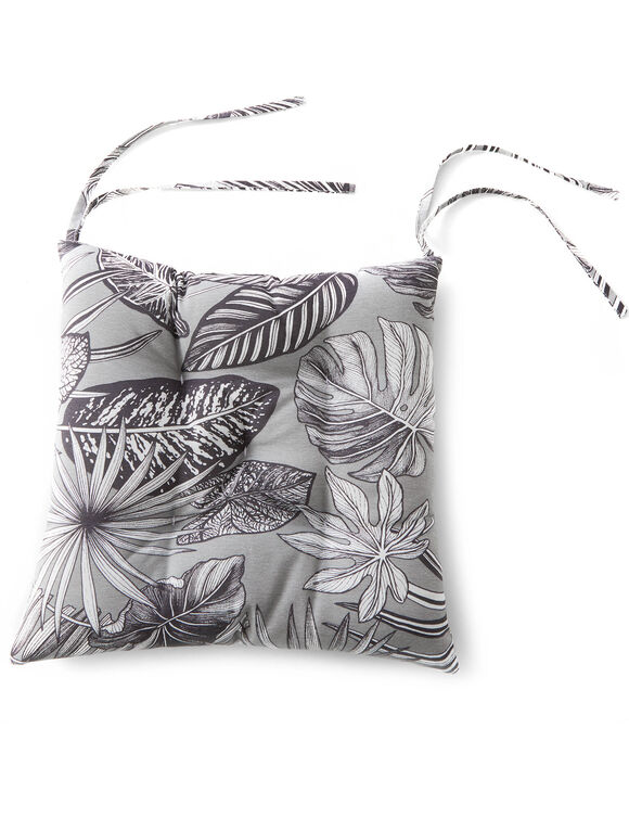 Galette de chaise imprim&eacute; tropical - lot de 2 (gris)