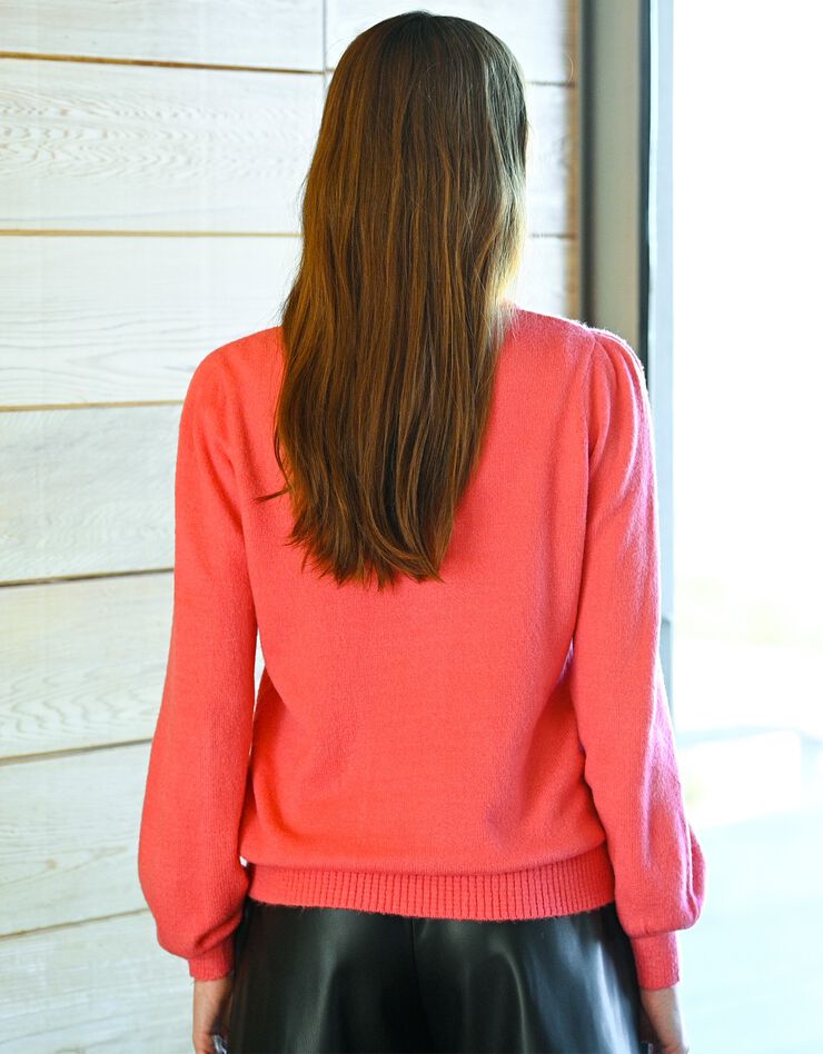 Cardigan boutonné col polo (corail) Cardigan boutonné col polo (corail)