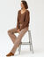 Pantalon velours coupe large taille haute, petite stature (beige)